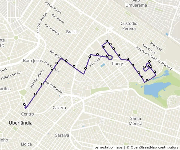 Mapa do itinerário da linha