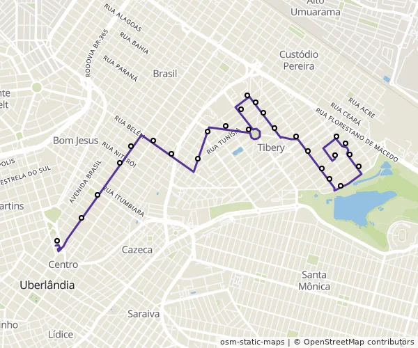 Mapa do itinerário da linha