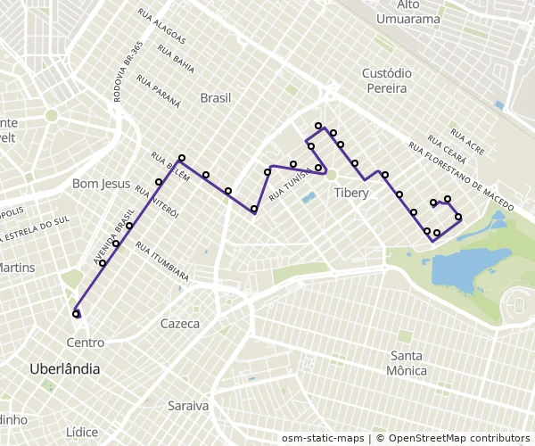 Mapa do itinerário da linha