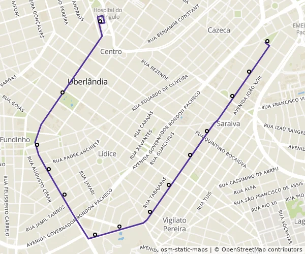 Mapa do itinerário da linha