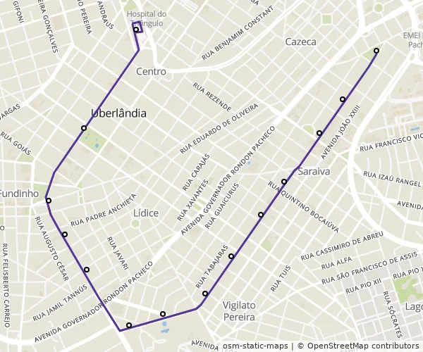 Mapa do itinerário da linha