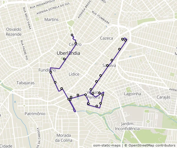 Mapa do itinerário da linha