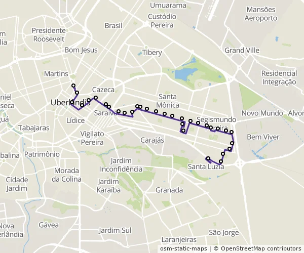 Mapa do itinerário da linha