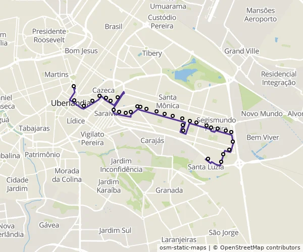 Mapa do itinerário da linha