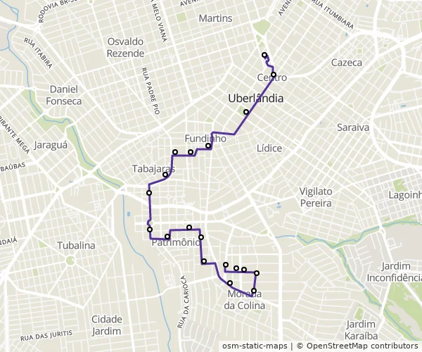 Mapa do itinerário da linha