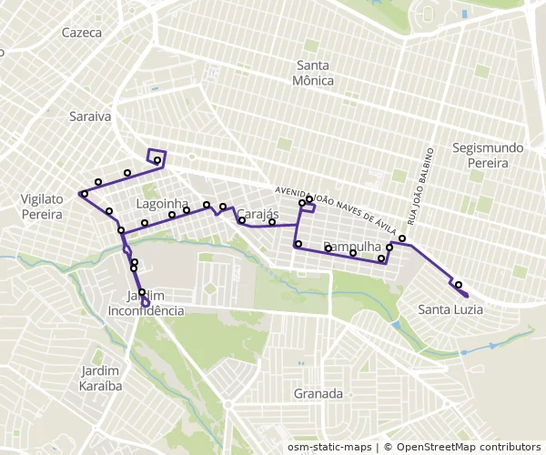 Mapa do itinerário da linha