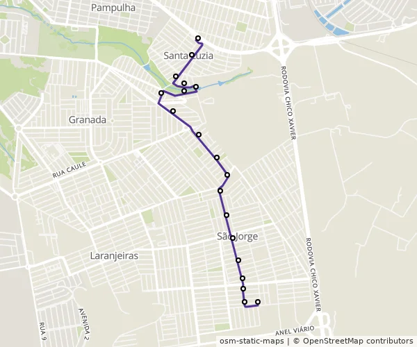 Mapa do itinerário da linha