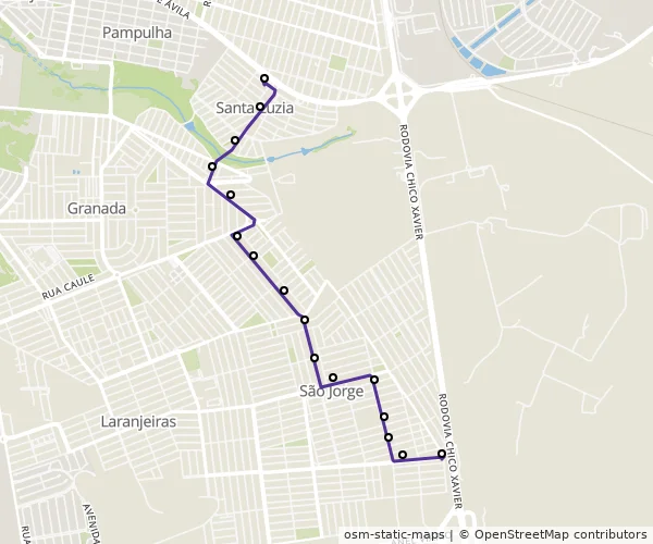 Mapa do itinerário da linha