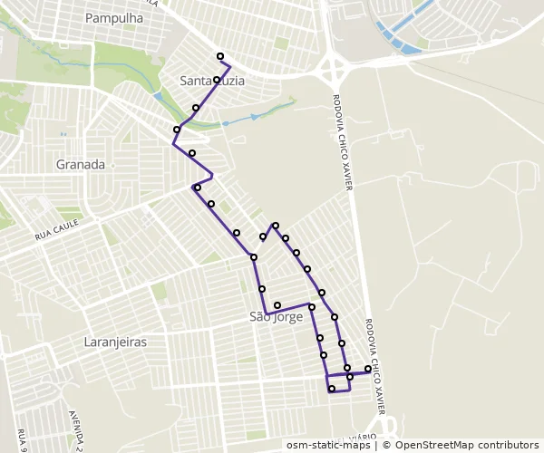 Mapa do itinerário da linha