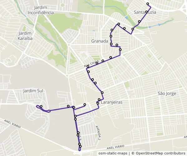 Mapa do itinerário da linha