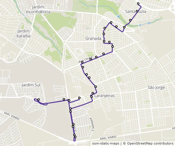 Mapa do itinerário da linha