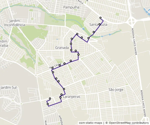 Mapa do itinerário da linha