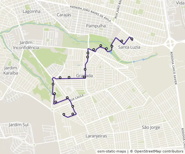 Mapa do itinerário da linha