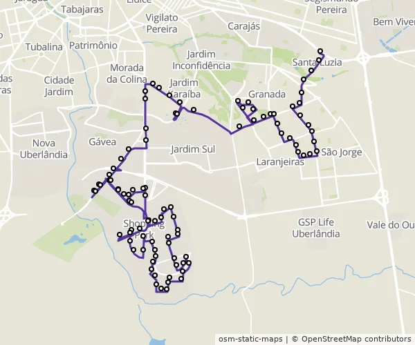 Mapa do itinerário da linha