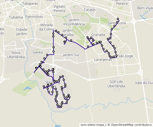 Mapa do itinerário da linha