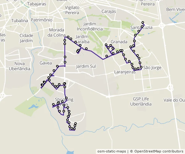 Mapa do itinerário da linha