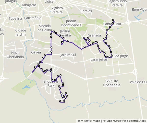 Mapa do itinerário da linha