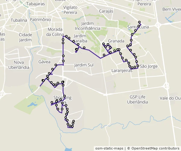 Mapa do itinerário da linha