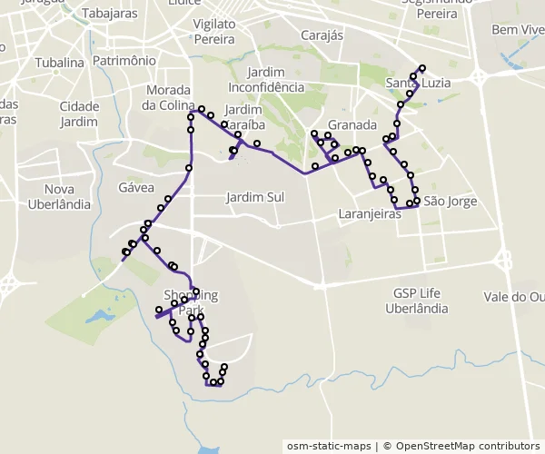 Mapa do itinerário da linha