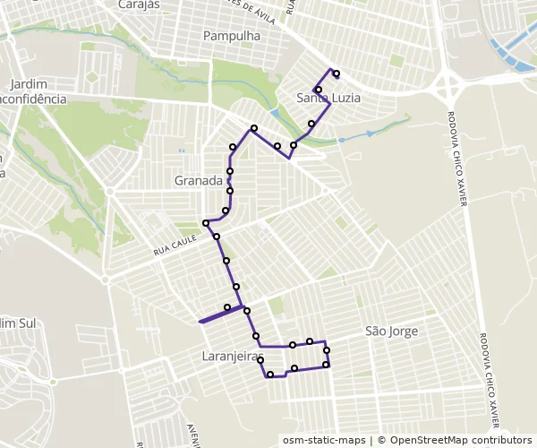 Mapa do itinerário da linha