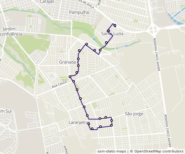 Mapa do itinerário da linha