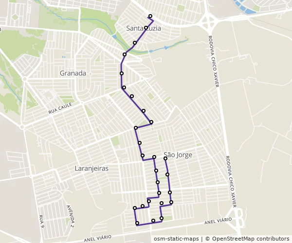 Mapa do itinerário da linha