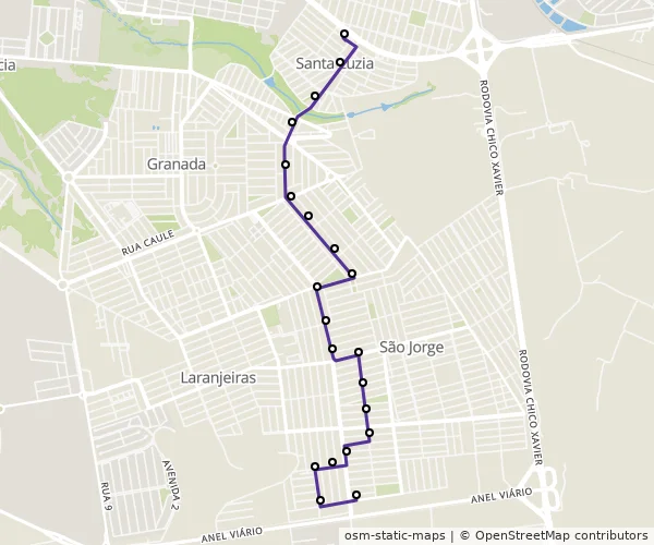 Mapa do itinerário da linha