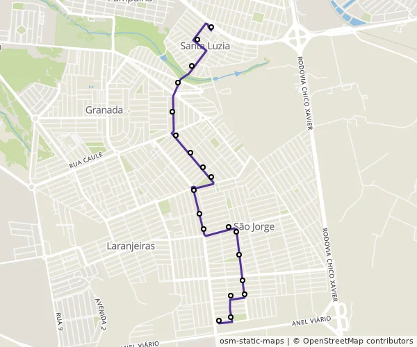 Mapa do itinerário da linha