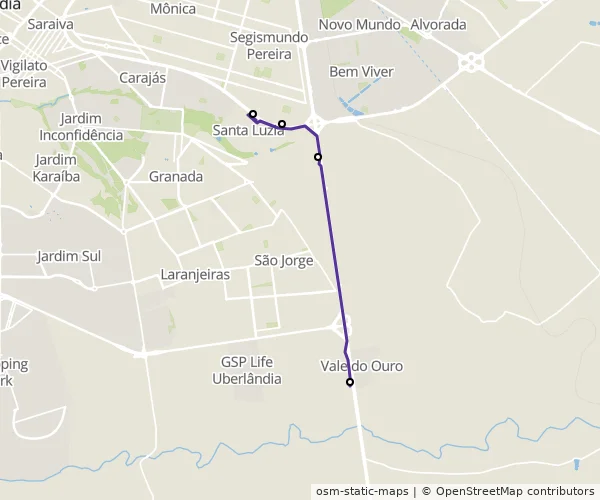 Mapa do itinerário da linha