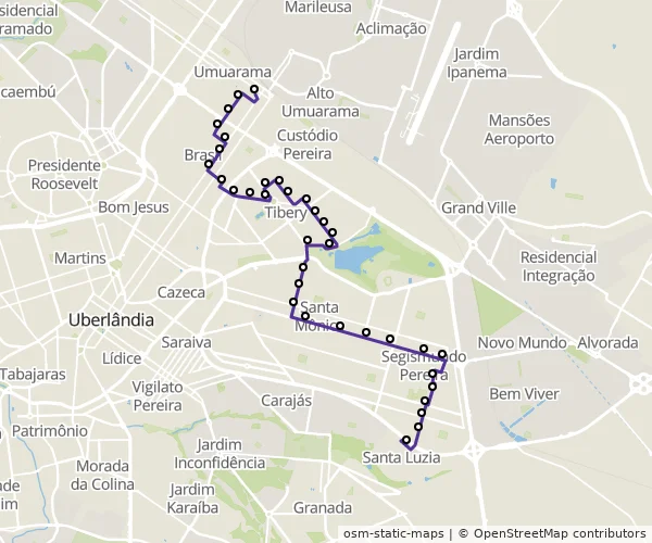 Mapa do itinerário da linha
