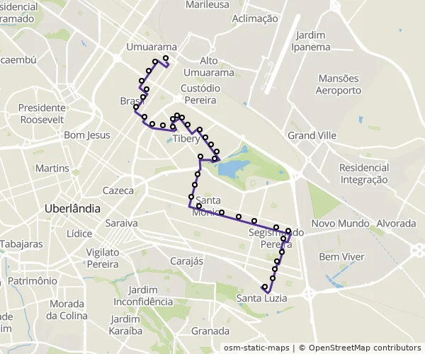 Mapa do itinerário da linha
