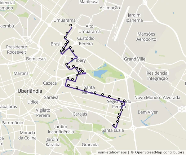 Mapa do itinerário da linha