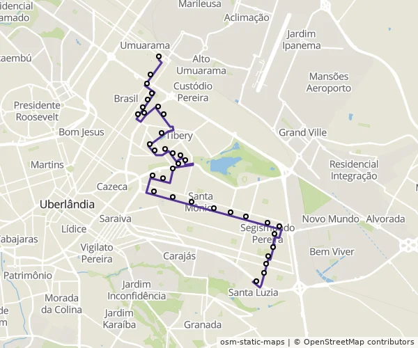 Mapa do itinerário da linha