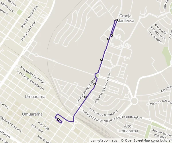 Mapa do itinerário da linha