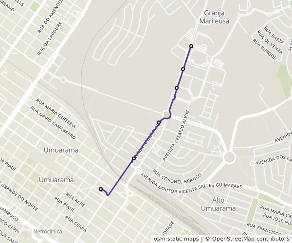 Mapa do itinerário da linha