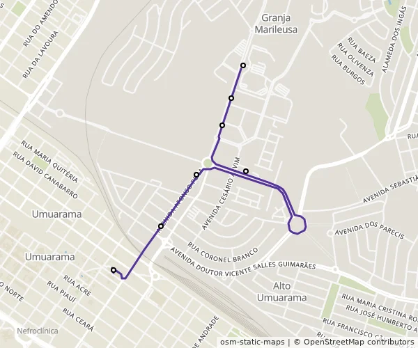 Mapa do itinerário da linha
