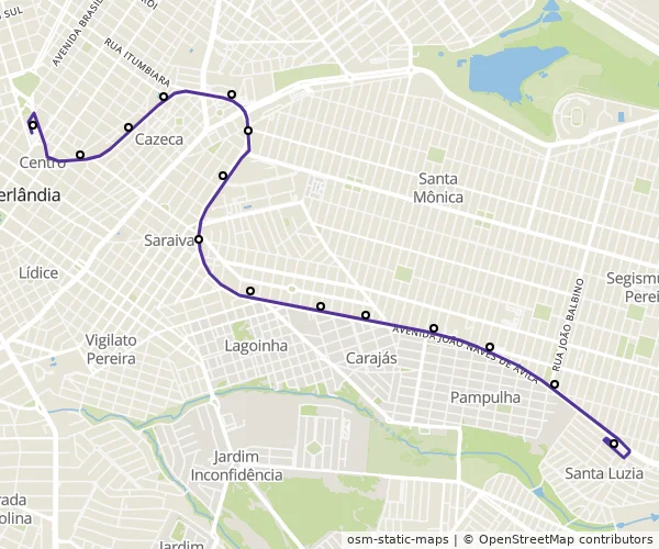 Mapa do itinerário da linha