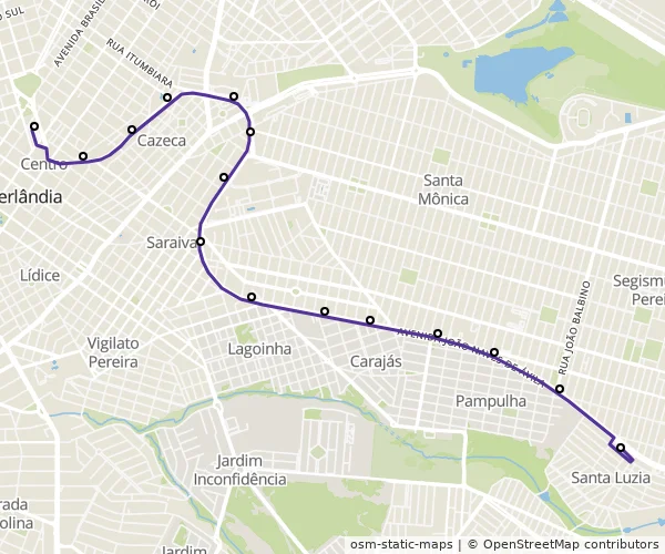 Mapa do itinerário da linha