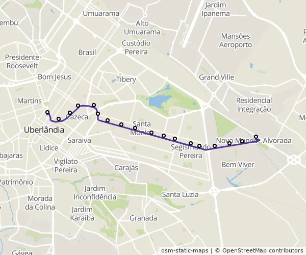 Mapa do itinerário da linha