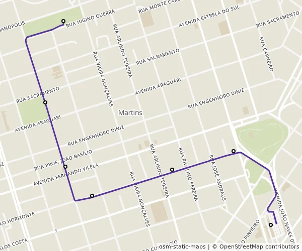 Mapa do itinerário da linha
