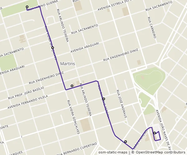Mapa do itinerário da linha