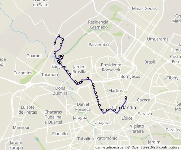 Mapa do itinerário da linha