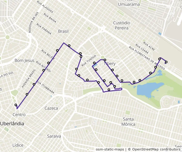 Mapa do itinerário da linha