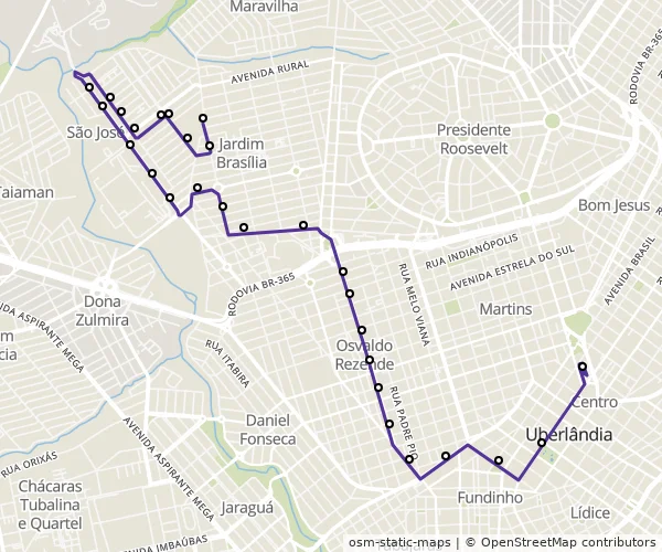 Mapa do itinerário da linha