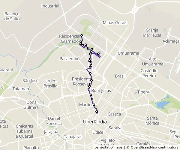 Mapa do itinerário da linha
