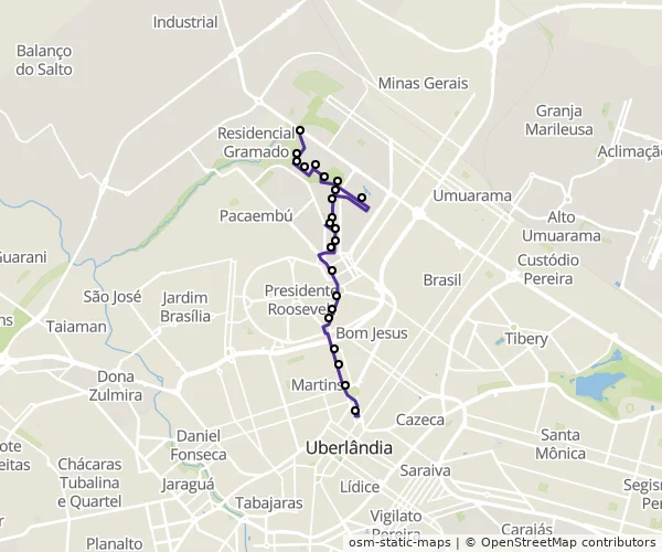 Mapa do itinerário da linha