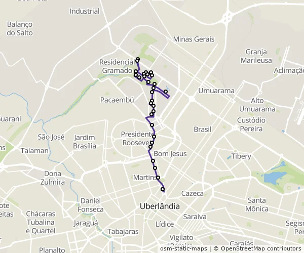 Mapa do itinerário da linha