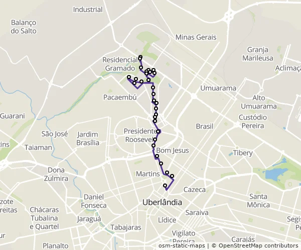 Mapa do itinerário da linha