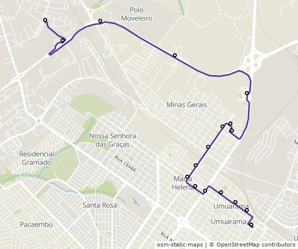 Mapa do itinerário da linha