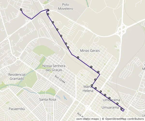 Mapa do itinerário da linha